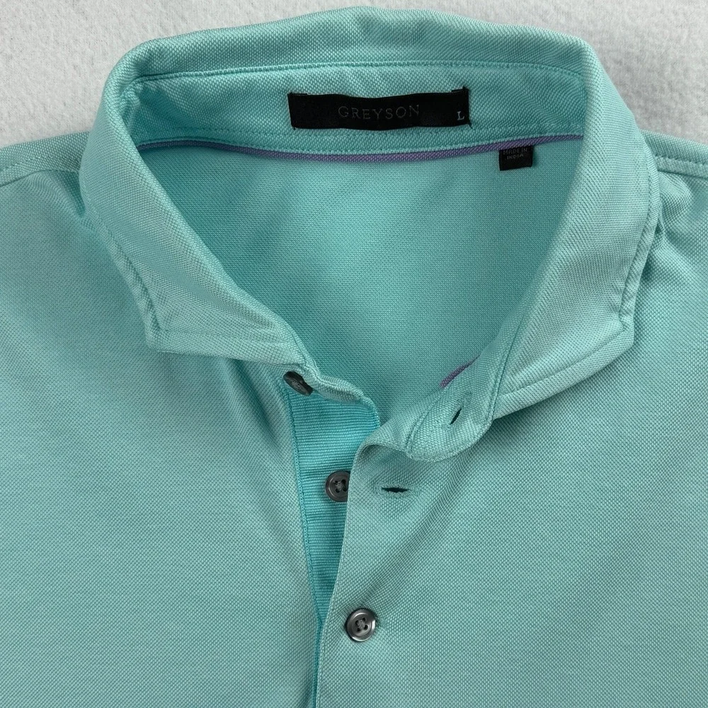 Greyson Men's Golf Omaha Cotton Stretch‎ Short Sleeve Polo Shirt Blue Large